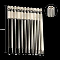 11/12Pcs Security Bit Set Tamper Proof Screwdriver Drill Bit Magnetic Screw Driver Bits Torx Flat Head 1/4\
