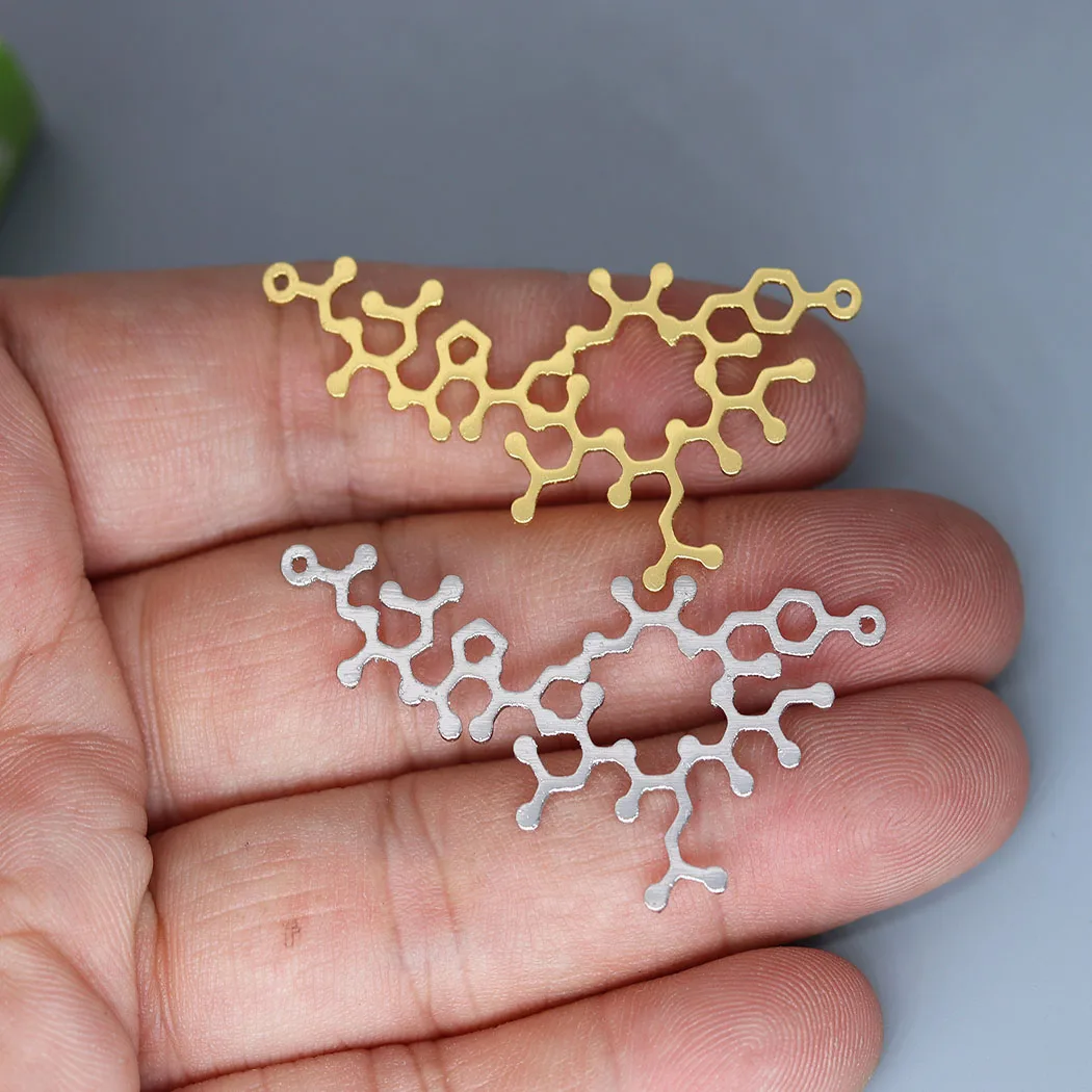 5pcs/lot  Oxytocin Molecule DNA Charm Pendant For Necklace Bracelets Jewelry Crafts Making Handmade Stainless Steel Charm