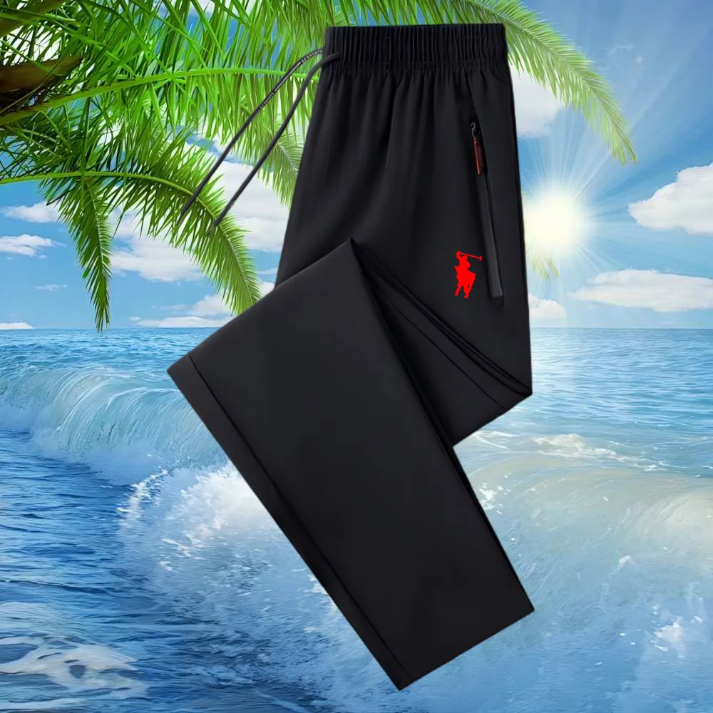 

Men's Summer Thin Quick-Dry Casual Print Sports Long Pants Breathable Comfortable Zipper Design