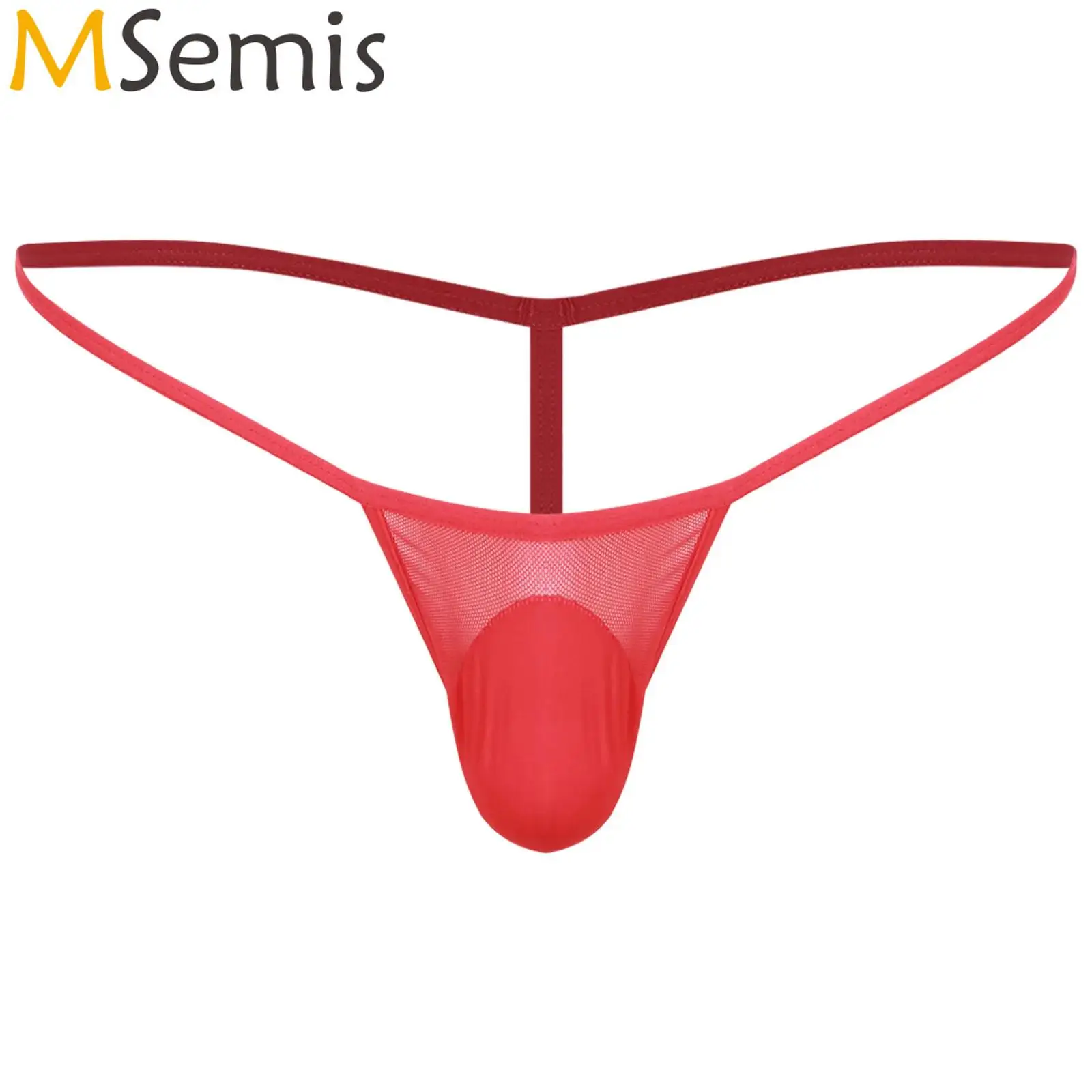 

Mens Lingerie Sissy Underwear Silky T-Back Briefs Mesh Bulge Crotch T-back G-string Thongs Stretchy Mini Panties Bikini Briefs