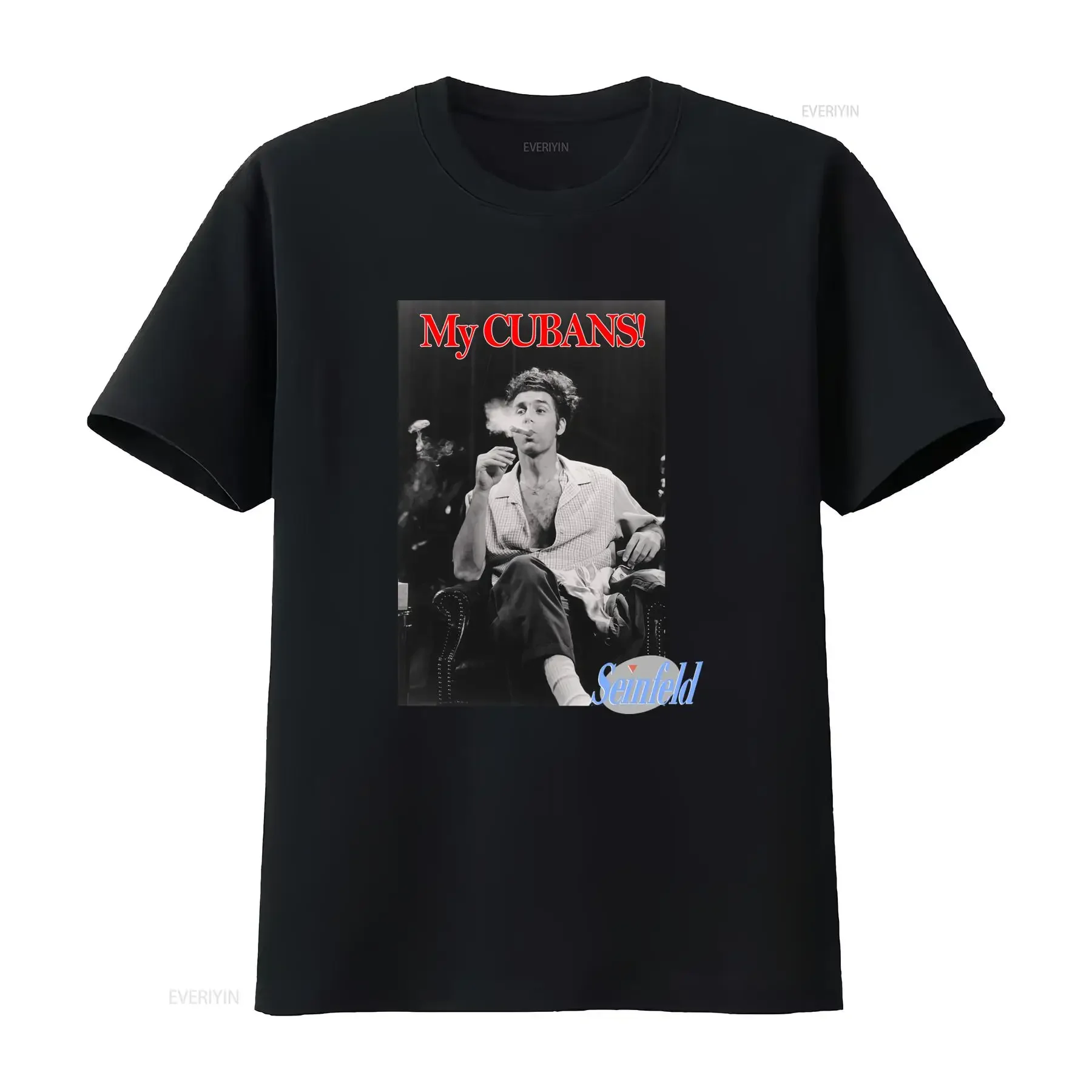 Vintage Retro Kramer My Cubans Cigar Classic Seinfeld TV Show Print Casual T Shirt vintage Washed Breathable Comfortable Soft