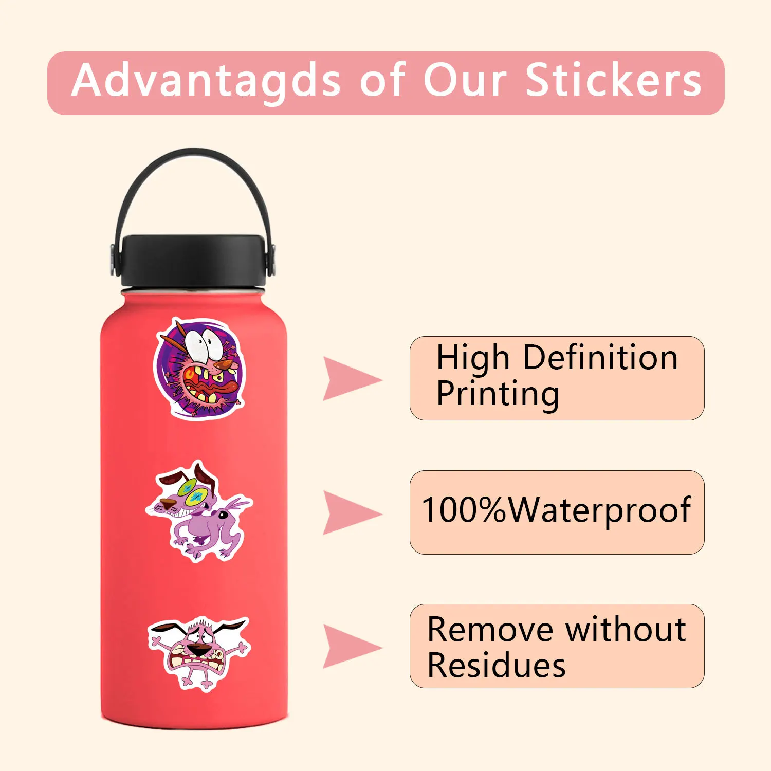 10/30/55PCS COURAGE The Cowardly Dog Cartoon Series Sticker Decals Toys DIY Suitcase Skateboard Phone Luggage Bike Sticker Gift