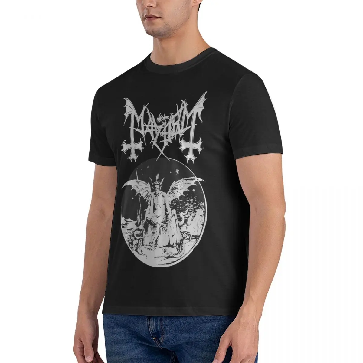 Norway Band - Original Fanart - Daemon Album Cover T-Shirts Men Mayhem Humor Cotton Tees Round Neck Short Sleeve T Shirts