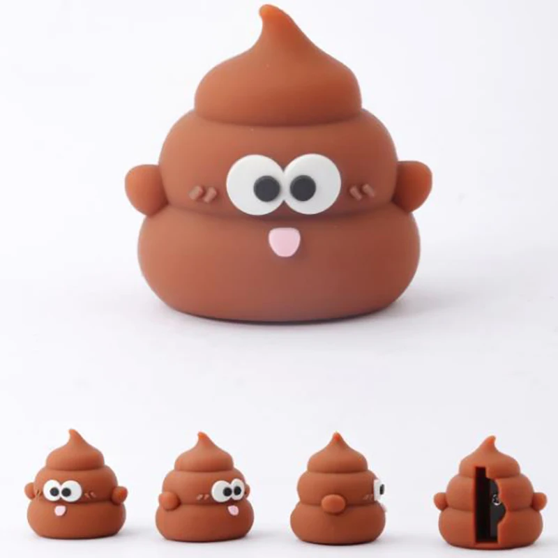 Lindo Sacapuntas de silicona para caca, accesorios de lápiz para niños, tricky funny Poop Cake Planer