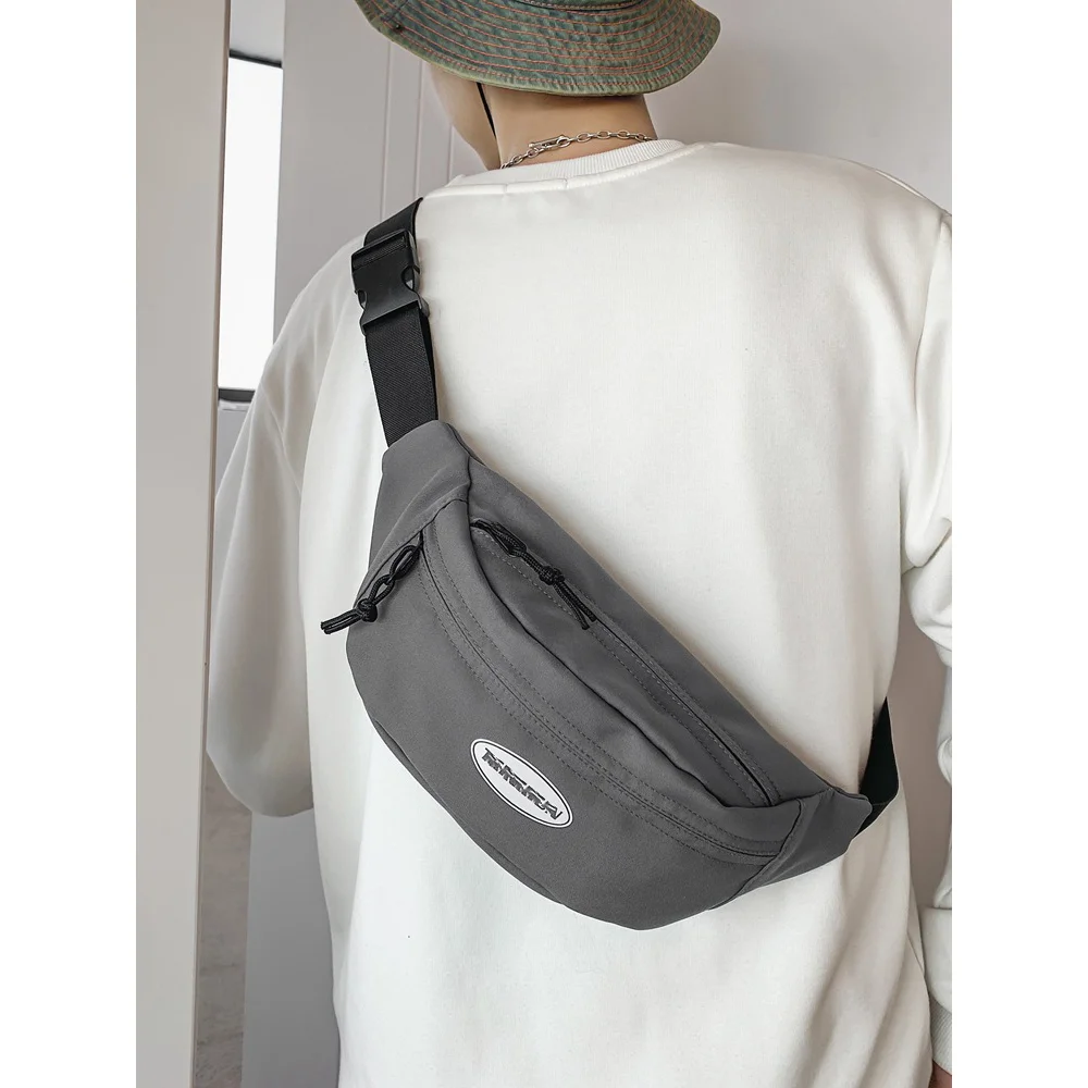 Bolsa de ombro simples e leve para mulheres e homens, pacote casual de cintura para celular de hip-hop estilo japonês