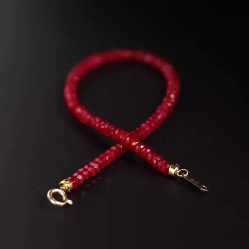 

Natural ruby cut bead bracelet 2X4MM carnelian necklace Trendy Anniversary Bangle Party Men Durable Minimalist Fabric Elegant