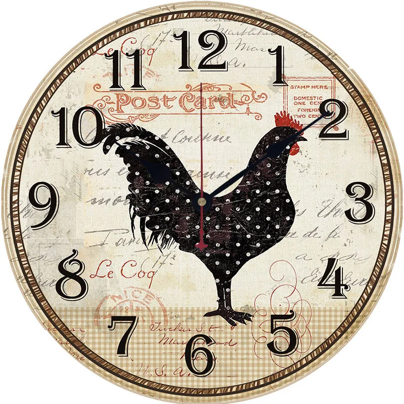 Hanging Clock With Multiple 12 Inches Rooster Styles, Silent Wall Clock For Living Room And Bedroom
