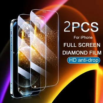 2 adet tam kapak ekran koruyucu ile IPhone16Pro için temperli cam Apple 15 14 13 12 11 Pro MAX Film 6 7 8 XS XR cam filmi