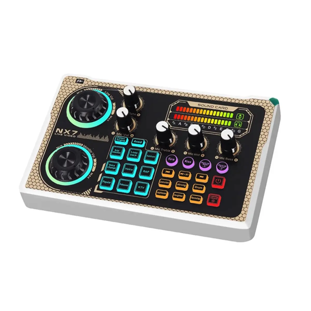 DT90 New NX7 Sound Card Bluetooth Audio Mixer Professionale Studio Equipment for PC Smartphone Vlog Recording Live