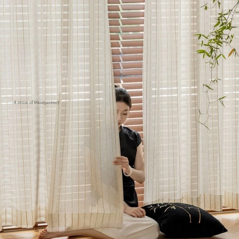 Custom Size Decor Linen Study with A Traditional Aesthetic—lets Light in While Ensuring Privacy Curtains for Bedroom Window