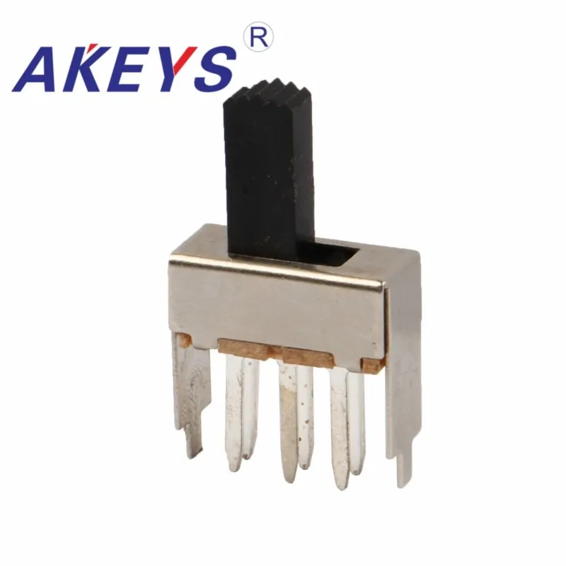 10PCS SS-22F17 2P2T Double pole double throw 2 position slide switch 6 solder lug pin verticle type with 2 fixed pin