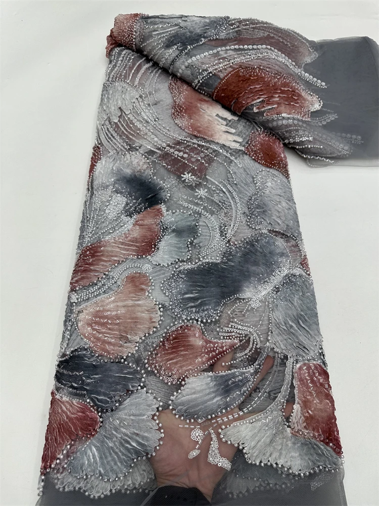 

Африканский французский тюль, кружево 925, мягкая французская сетчатая кружевная ткань с блестками, бусинами, нигерийское тюлевое кружево для свадьбы