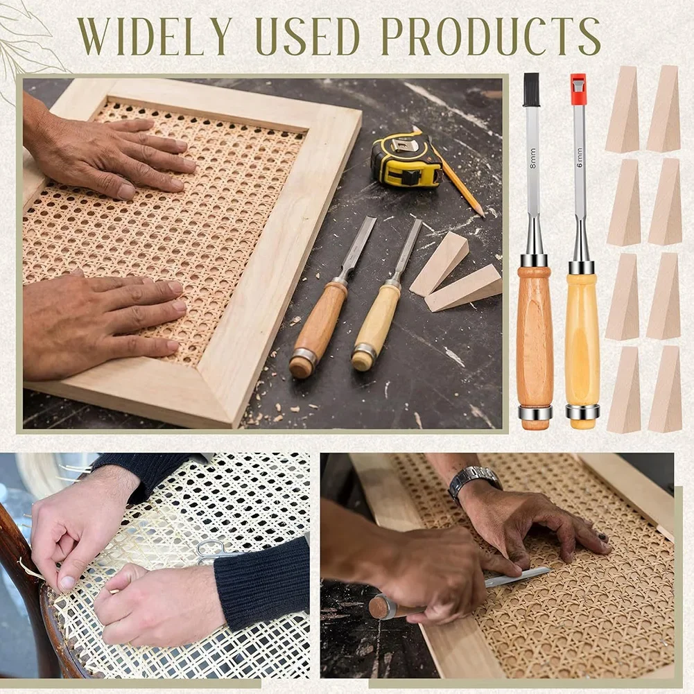 12-Piece Rattan Repair Kit Restore Furniture With Weaving Strips & Hand Tools Outdoor Chair Table Furniture Repair Material