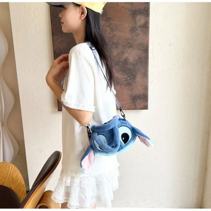 Disney New Lilo & Stitch Plush Toys Kawaii Plush Messenger Bag Girl Handbag Anime Stuffed Toys Children Cartoon Plushie Soft Bag