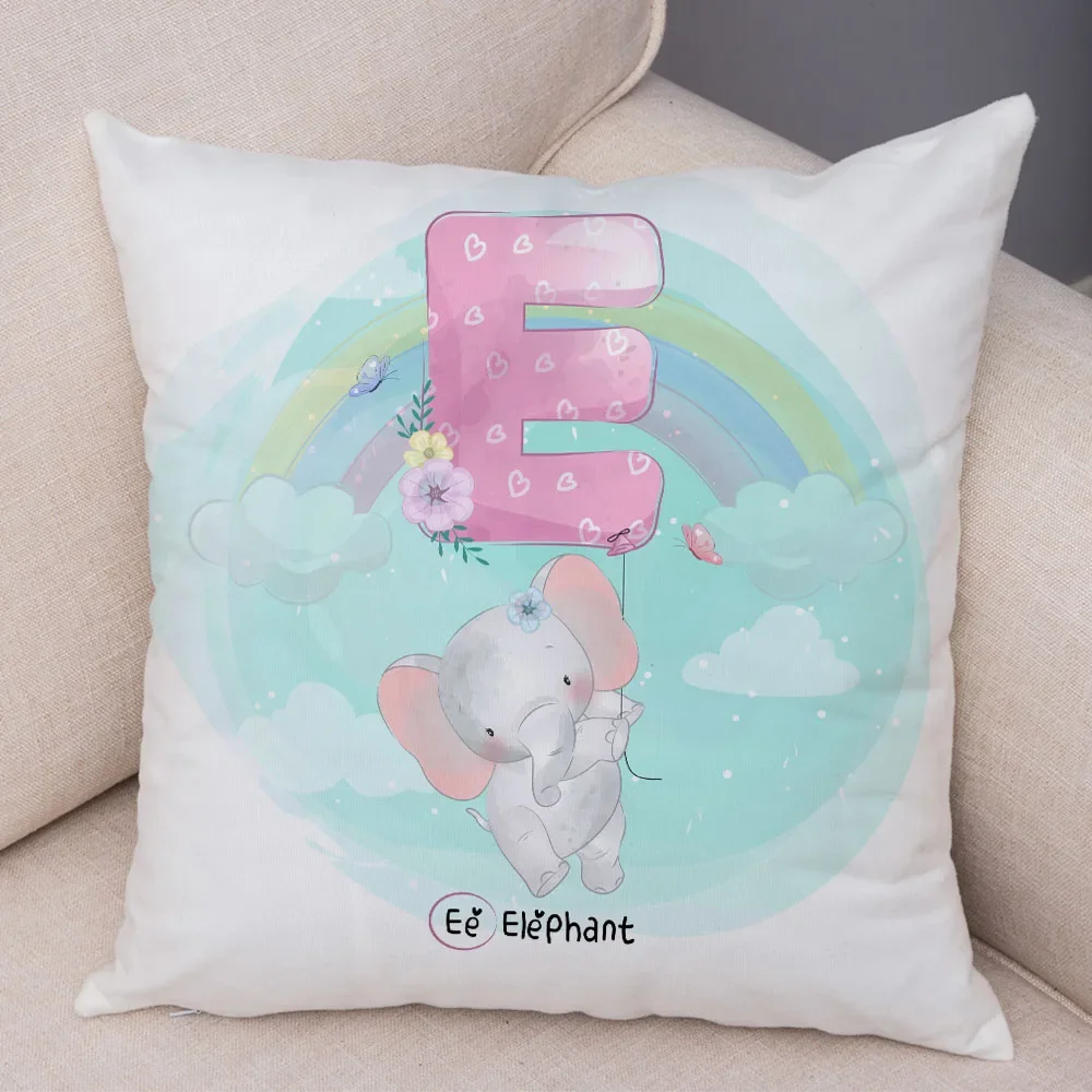 Simpatico cartone animato lettera animale fodera per cuscino Decor unicorno procione federa Super morbida peluche federa per divano casa 45x45cm