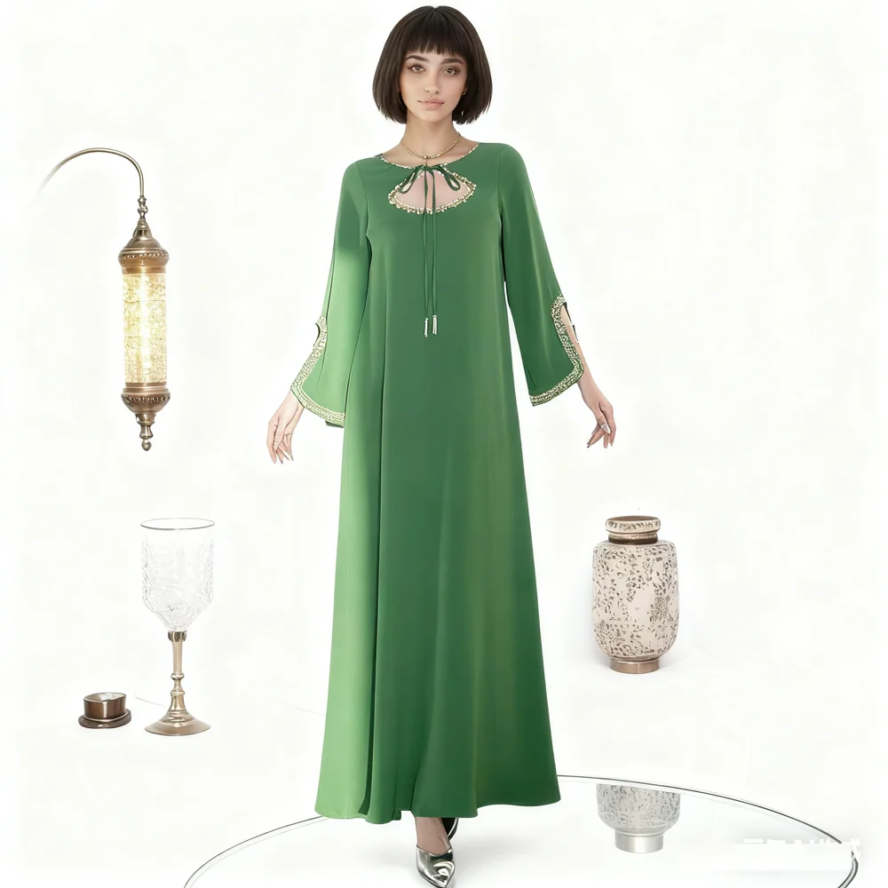 

Diamonds Abbayas for Women Muslim Dress Dubai Abayo Turkey Kaftan Eid Djellaba Ramadan Arabic Robe Caftan Marocain Femme Islamic