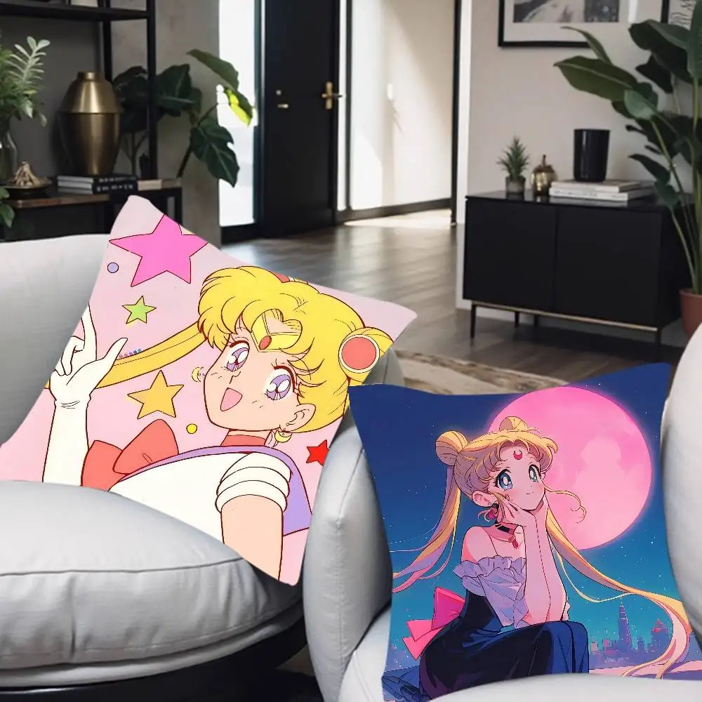 Anime S-Sailor Role M-Moon Pillow Case Sofa Cushion Cover Home Decoration Living Room Office Car Pillowcase