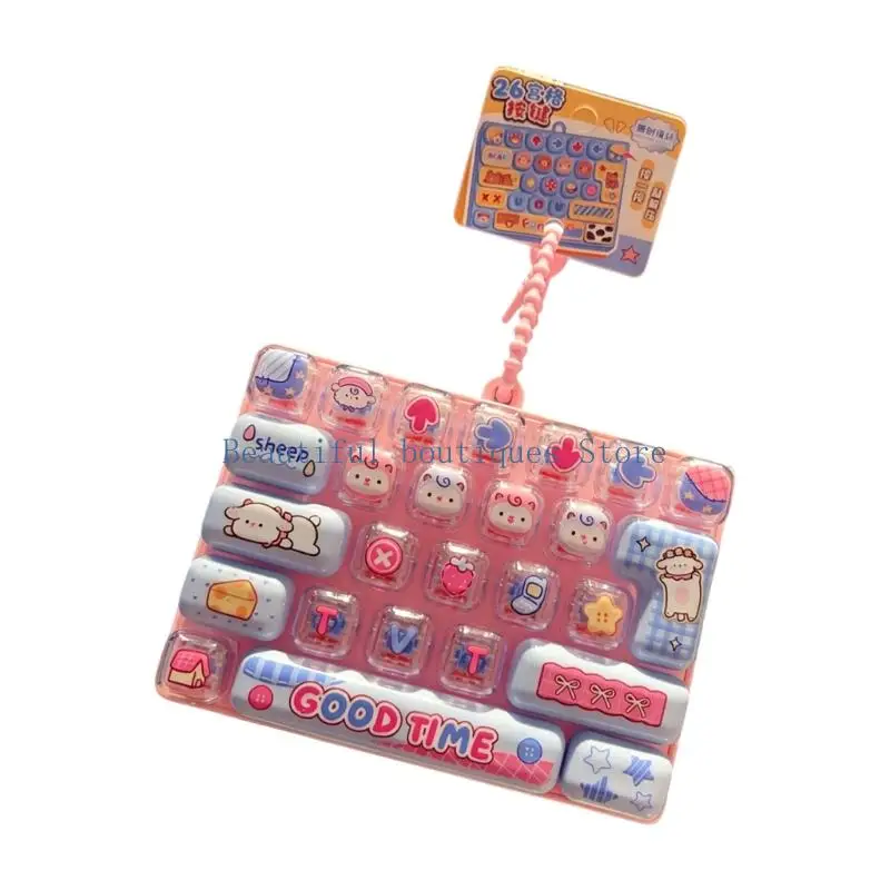 U4LF 26 Key Press Play Keychain Toy, Keyboard Style Hand Activity Charm for Waiting Time, Desk Breaks and Easy Bag Carry