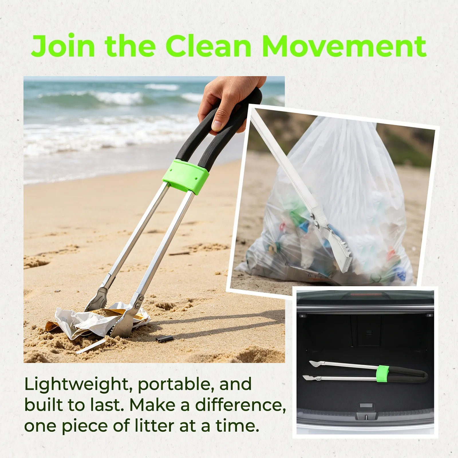 Long Metal Garbage Picker Grabber Heavy Duty Ergonomic Litter Pickup Tool Outdoor Yard Trash Collecting Trash Grabber Tool
