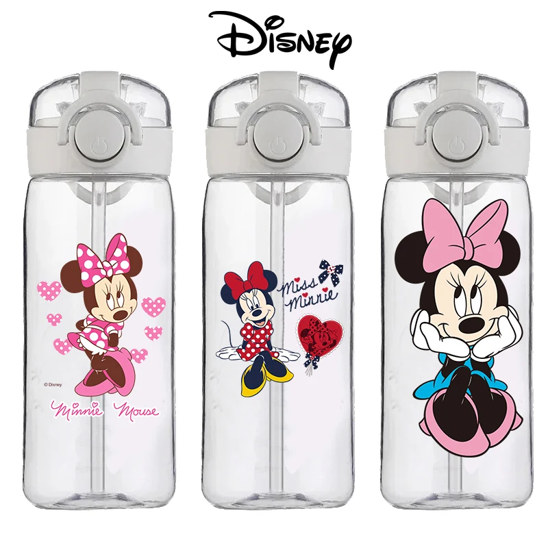 Disney Minnie Mouse Cute Cartoon Straw Cup Girls Children Students Drop-Resistant New Summer Water Glass Good-looking Portable