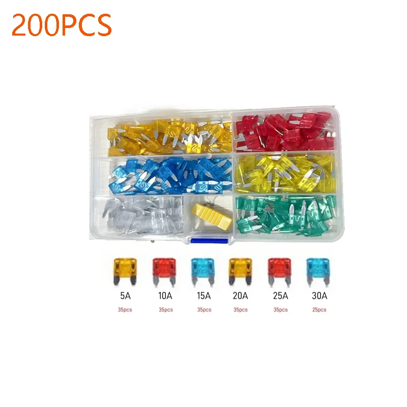 200Pcs/280Pcs Small-Sized Fuses with a Dedicated Puller, Suitable for Most Household Cars, Suvs, Trucks, Motorcycles, and Electric Vehicles Original Fuse Slots; Stored in a Compartmentalized Storage Box for Organized Sorting, Keeping Them Tidy and Preventing Them from Mixing; Comes with a Free Puller Tool, Saving Time and Effort during Installation and Replacement, Often Used for Regular Vehicle Maintenance and Spare Wiring.