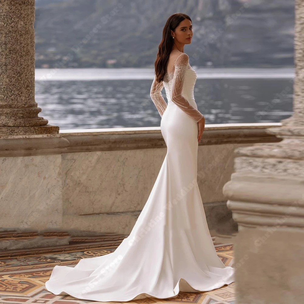 Vestidos De novia De sirena bohemios De lujo, Vestidos De novia Sexy con cuello De corazón, elegantes Vestidos De princesa De longitud trapeada