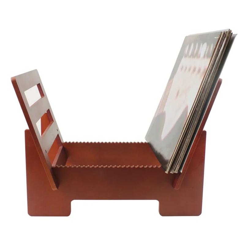 

AS98-Vinyl Record Storage Holder Large Capacity Display Stand With Clear Acrylic Ends Wooden For LP Album Deskop Rack