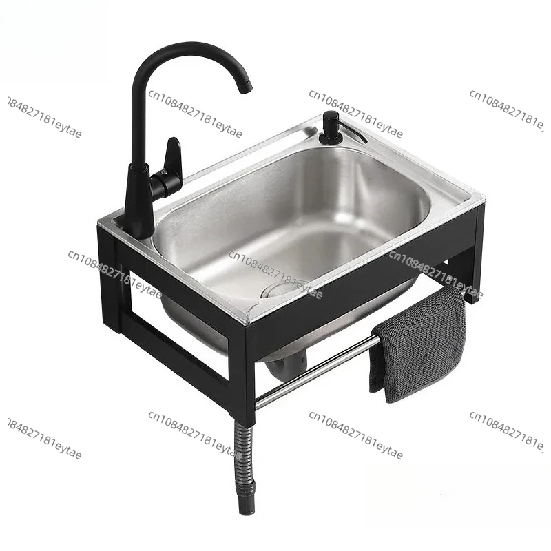 

Simple Wall-mounted Kitchen Sinks Stainless Steel Kitchen Washbasin Single-slot Small Apartment Wall-mounted Sinks with Bracket