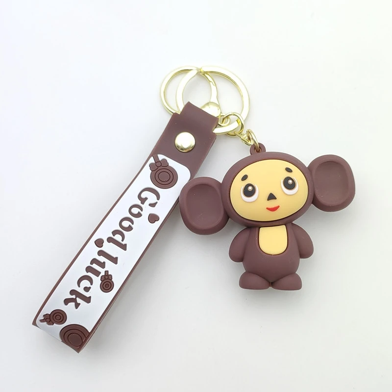 Movie Cheburashka Monkey Keychain Cute Silica Gel Backpack Pendant Cosplay Animal Keyring Pendant Key Chains Prop Xmas Gift