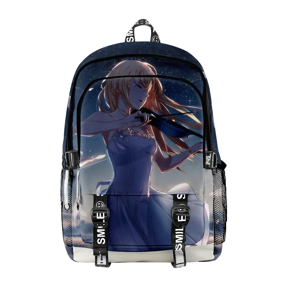 Harajuku popular sua mentira em abril estudante sacos de escola unisex impressão 3d oxford à prova dwaterproof água notebook multifuncional mochilas viagem