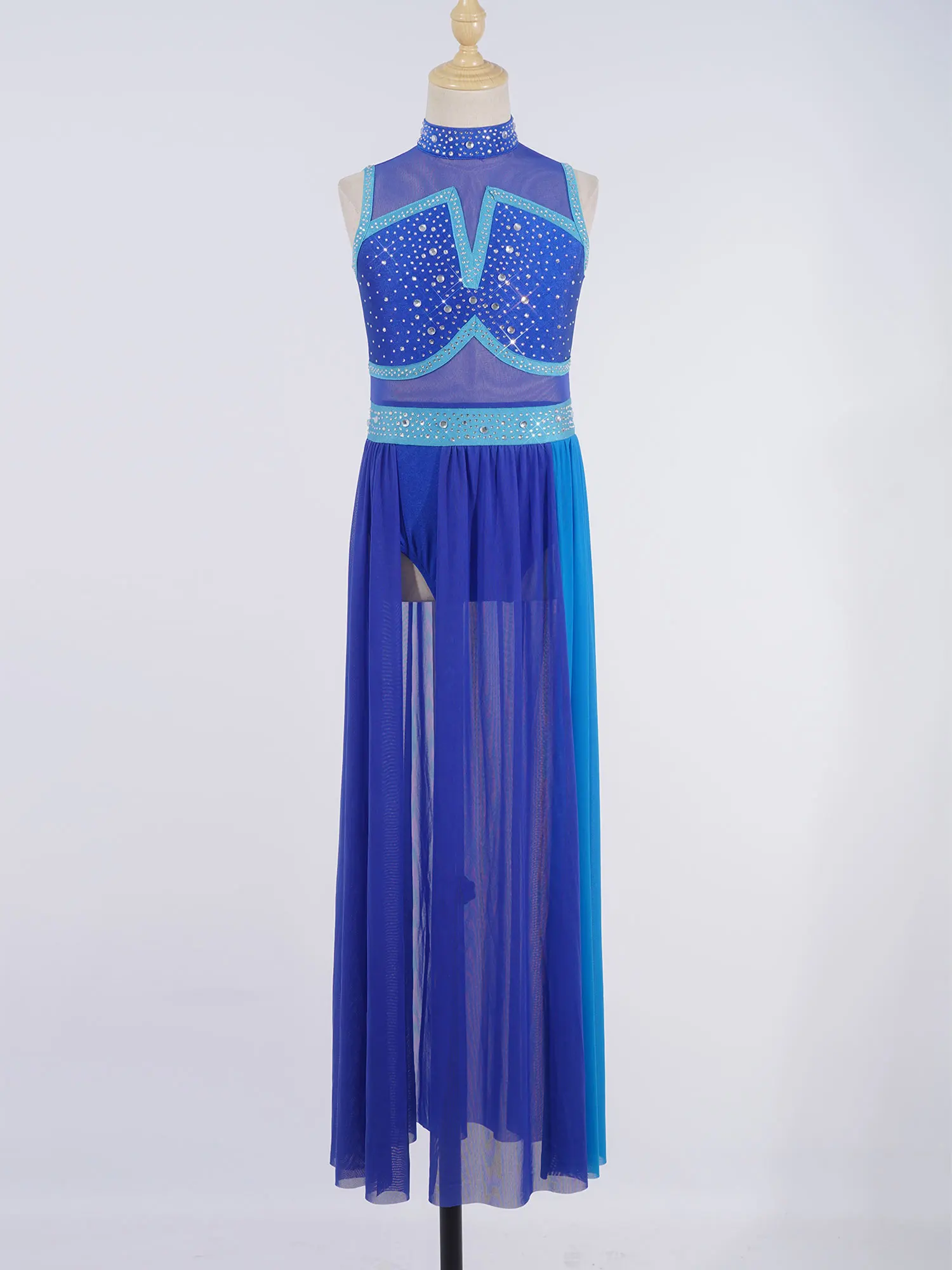 Kids Girls Lyrical Tulle Dance Dress Rhythmic Gymnastics Training Leotard Modern Contemporary Dancewear Competition Costume