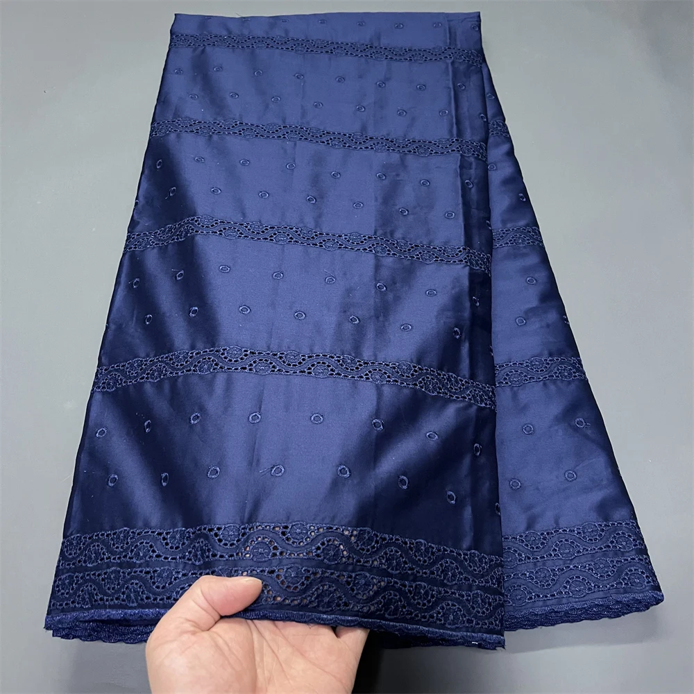 2026 African Nigerian Tulle Lace Fabric Sewing for Dress High Quality Damask polish luxe Cotton Pure Embroidery 5Yard hz1419 view 5