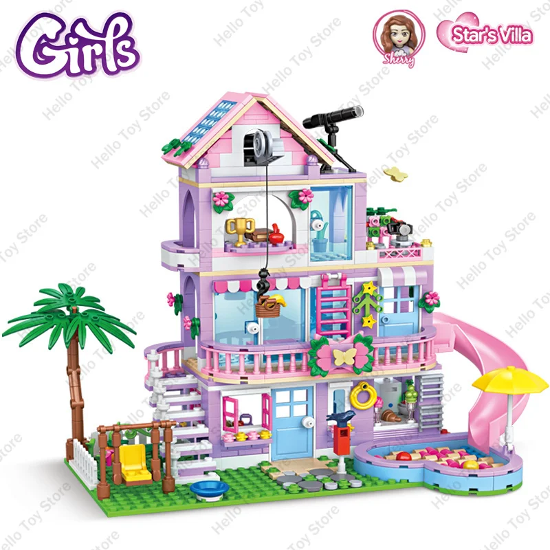 

2025 Girls City Series Castle Street View Star's Villa Building Blocks Friendship Tree House Model Bricks Friends Toys Kid Gifts