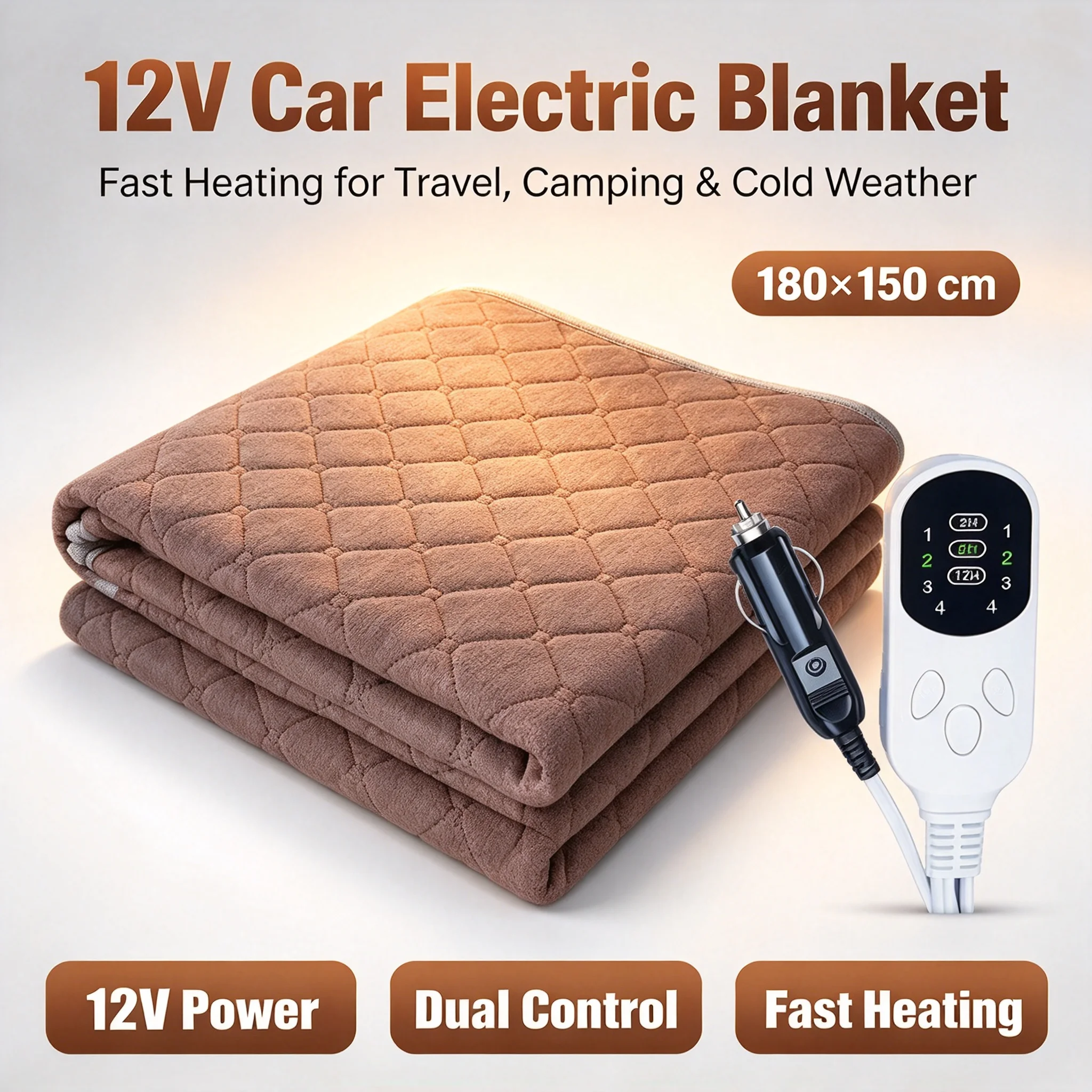 12V Car Heated Blanket Intelligent Temperature Control Single Control / Dual Control Thermostat Heating Mat 51W 1-2 People