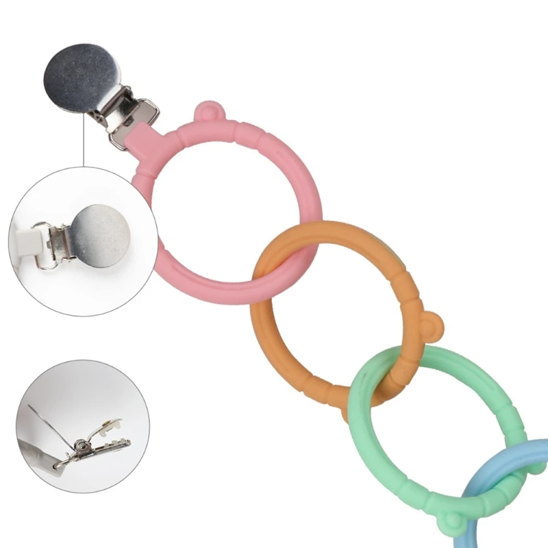 1pc BPA Free Baby massaggiagengive in Silicone cinque anelli per la dentizione rotondi roditore molare massaggiagengive giocattolo Anti-goccia accessori per Clip per ciuccio per bambini