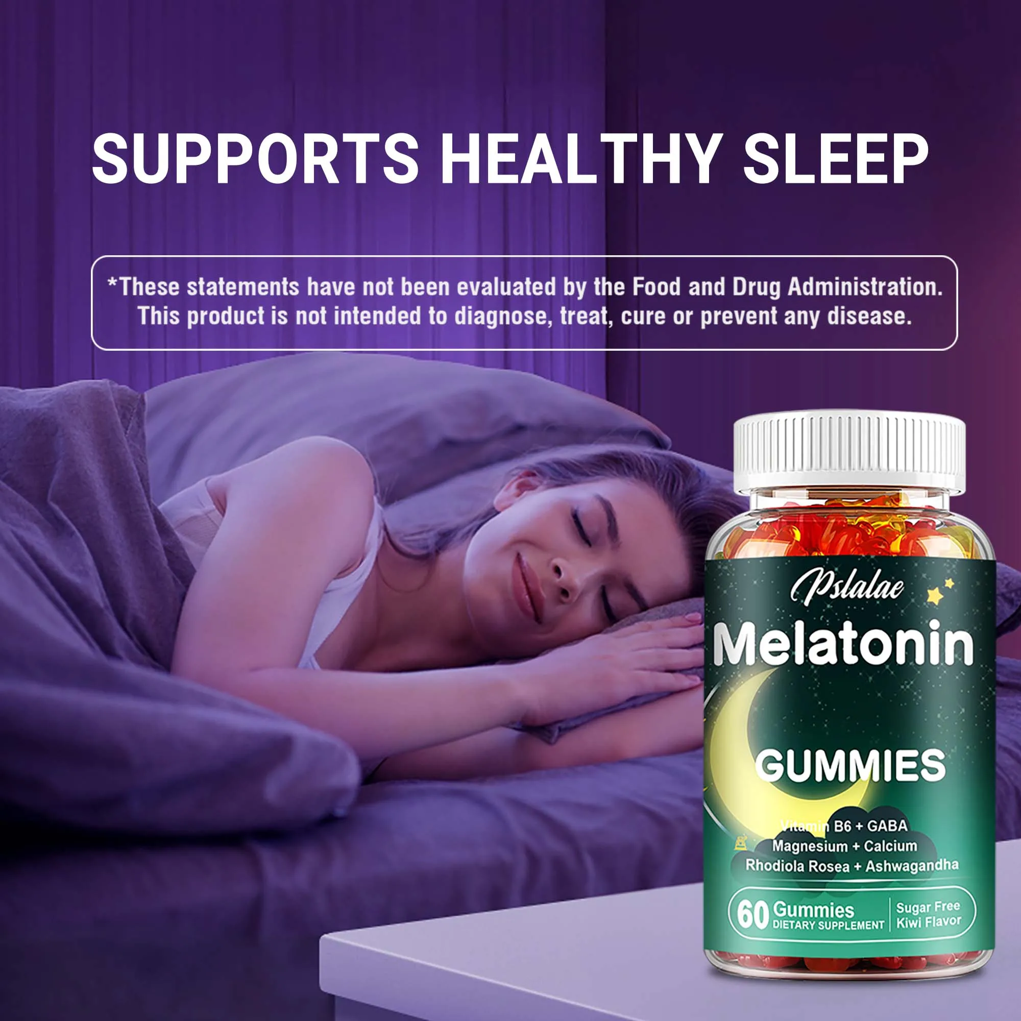 Melatonin-Gummis-reduziert die Zeit, die zum Einschlafen benötigt wird, und fördert den schnellen Schlaf-60 Gummis