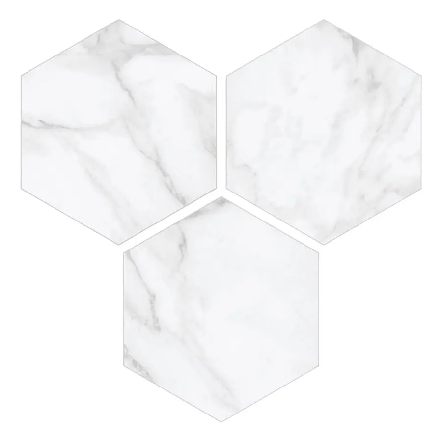 

Самоклеящаяся настенная плитка Hexagon Peel and Stick, 6 x 7, под белый мрамор Calacatta, из каменно-композитного материала, для декоративной отделки.
