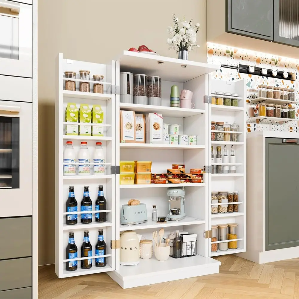 

47" Kitchen Pantry Storage Cabinet, ern reestanding Pantry Storage Cabinet with Adjustable Shelves, Buet Cupboards Storage or Ki