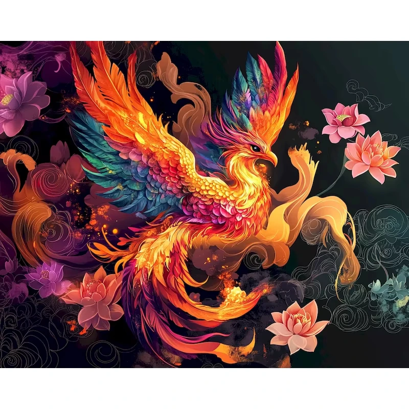5D DIY Diamond Painting Kit Phoenix Artwork Bird Full Drill Rhinestone Mosaic Wall Decor Craft Kit Home Decor Gift