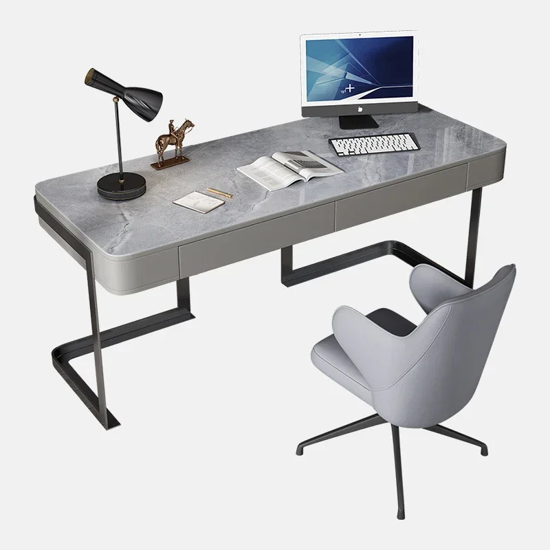 

Italian Minimalist Stone Plate Light Luxury Study Desk Modern Minimalist Office Computer