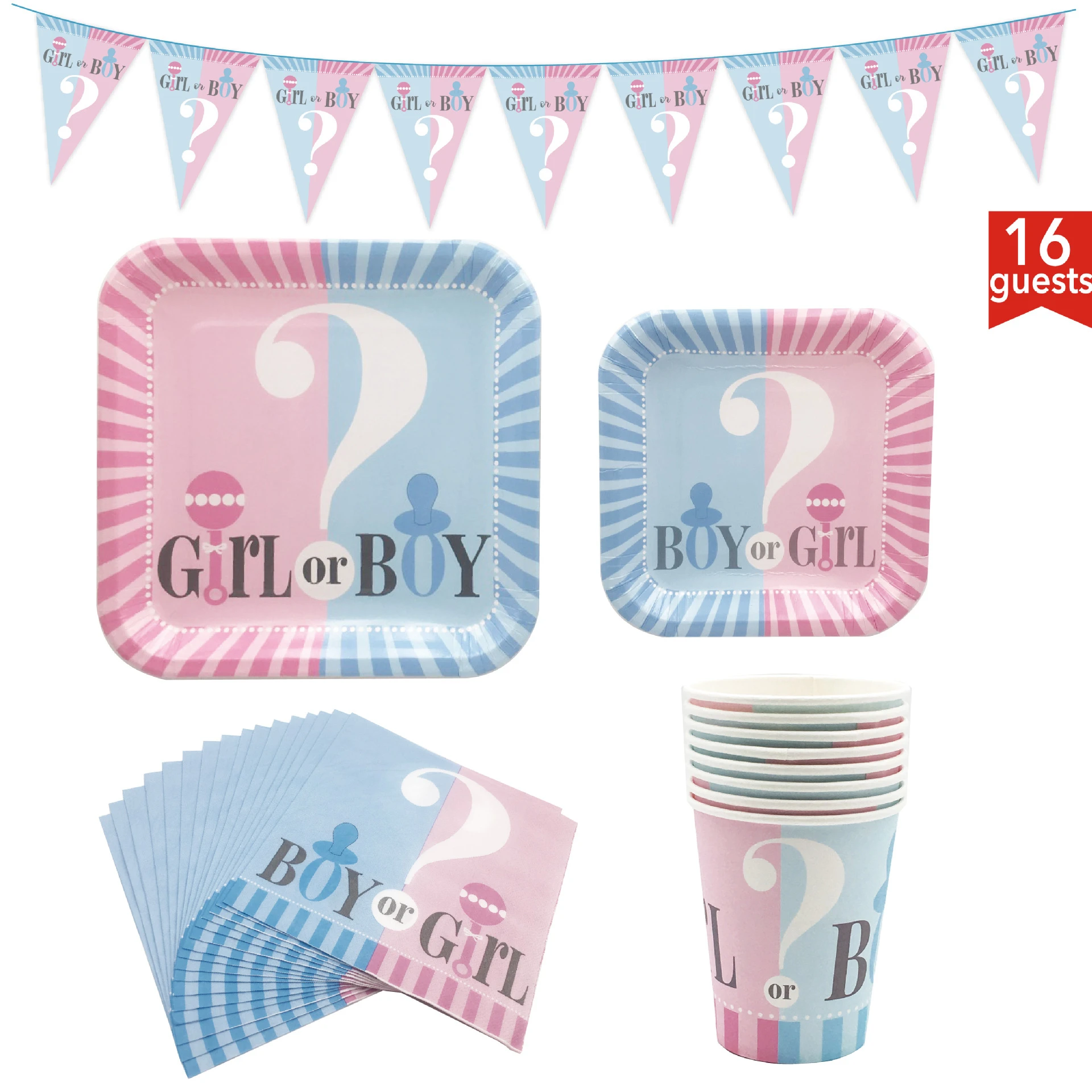 Can 16 People Use Square Tableware Gender Reveal Baby Shower Party Decoration Supplies Balloon Decoration Set For Boys Or Girls