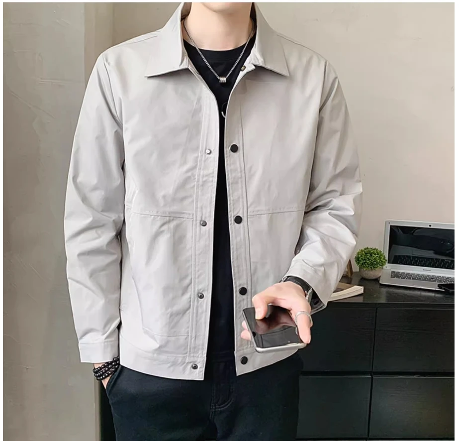 

2024 Spring and autumn new slim-fit casual lapel jacket fashion brand simple solid color all-matching men's autumn coat