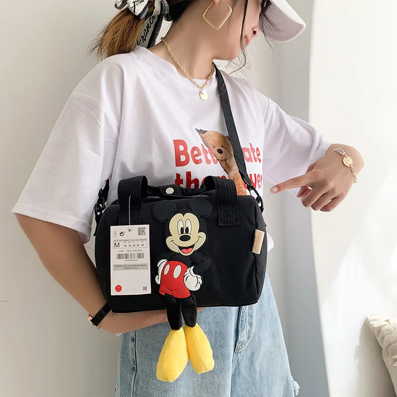 Disney-Bolsas femininas de ombro mickey mouse, cartoons, bolsa de nylon, bolsa mensageiro, bolsa anime fofa, presentes para meninas, moda, novo, 2024