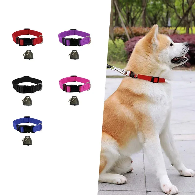 Adjustable Goat Collars with Bells Dog Collar Pet Leash Nylon Rope Sheep Grazing Copper Bell Farm Animal Accessories