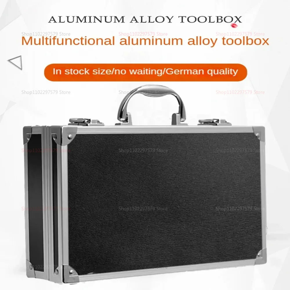 Aluminum Tool Box Portable Instrument Storage Case with Sponge Lining Impact Resistant Handheld Toolbox 30x17x8cm for Workshop