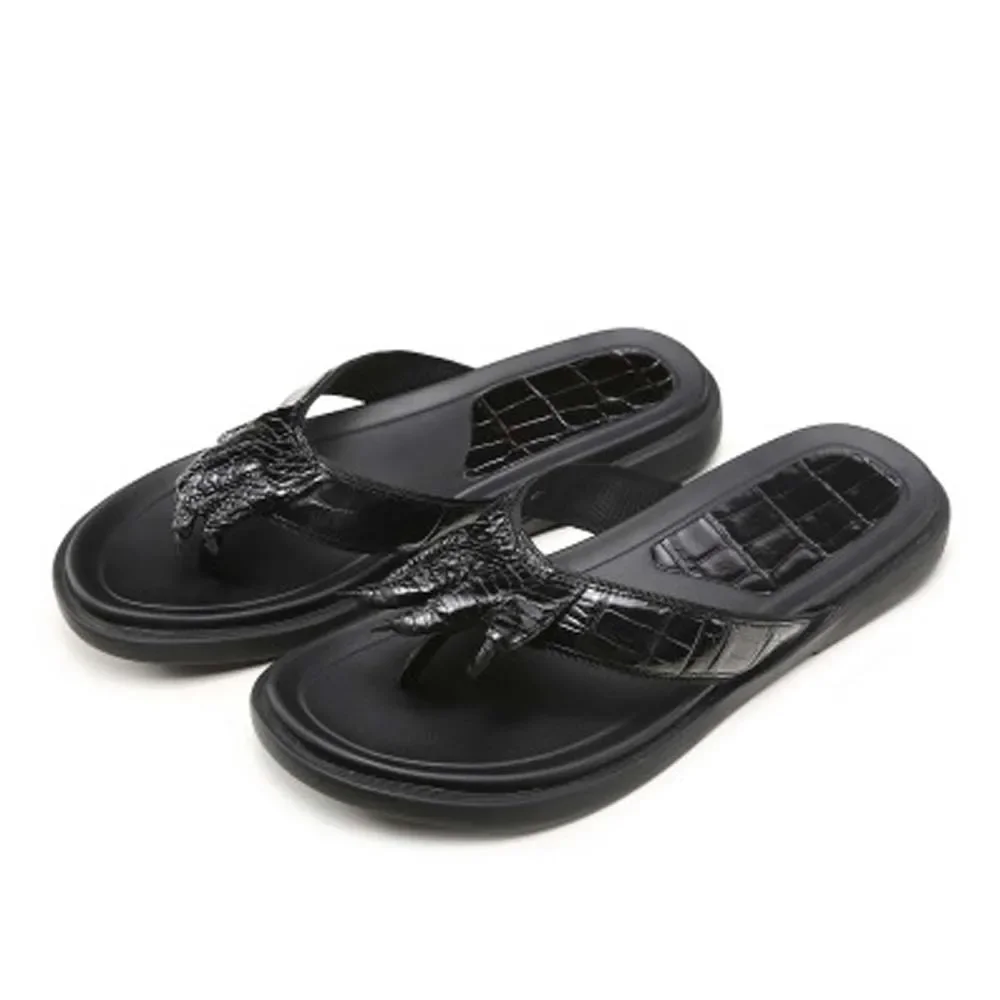 linshe new  crocodile  slippers  male  leisure  flip-flops non-slip  male  Beach shoes  Wear outside men slippers