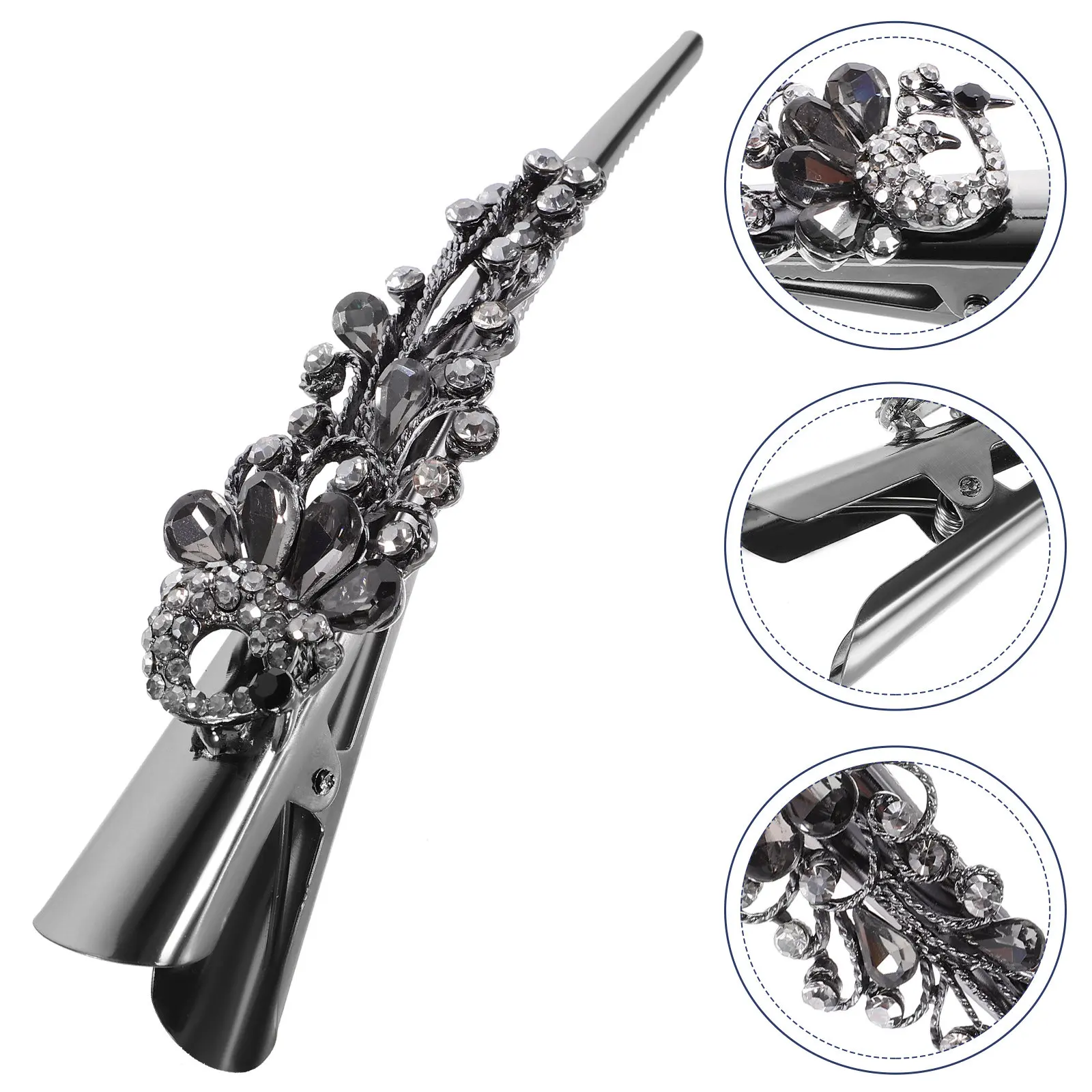 

Большая заколка-зажим для женщин, винтажная заколка для волос со стразами, аксессуар для вечеринок и свадеб, заколки для девочек, украшение для тонких волос