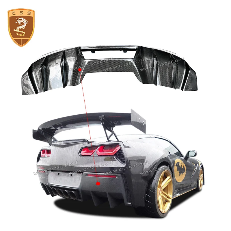 

For Chevy Corvette C7 Rear Diffuser Universal Style Carbon Fiber Black Spoiler Chevrolet C7 Car Bumper Lip Spiltter Accessories