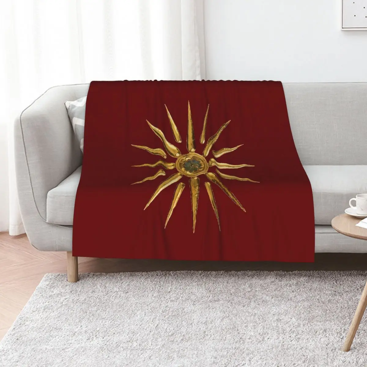 Macedonian Sun Ancient Symbol Design Throw Blanket Blankets For Sofas Heavy cosplay anime Luxury Thicken Loose Blankets
