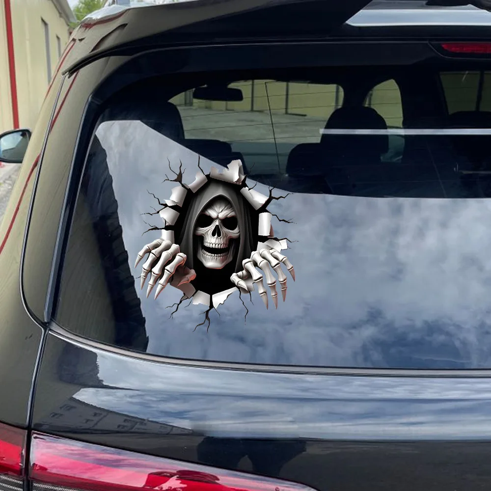 Original Car Sticker Horror 3D Reaper Hole Peeping Waterproof Sticker Trend Personalized  Car Scratch Sticker